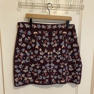 Size 18 floral embroidered burgundy skirt